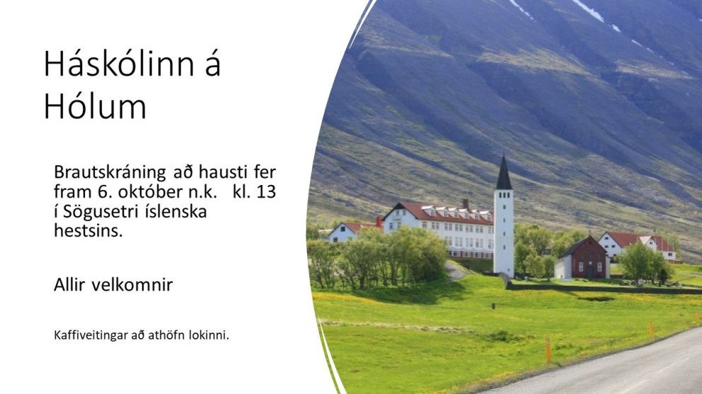 Brautskráning  6.október kl.13 í Sögusetri íslenska hestsins