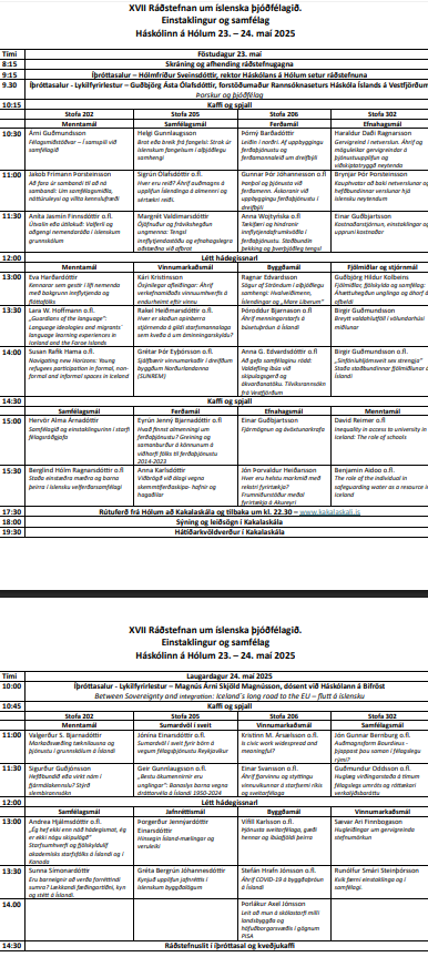 Dagskrá 24. og 25. maí.