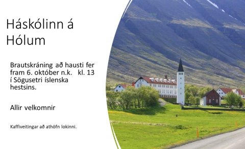 Brautskráning  6.október kl.13 í Sögusetri íslenska hestsins