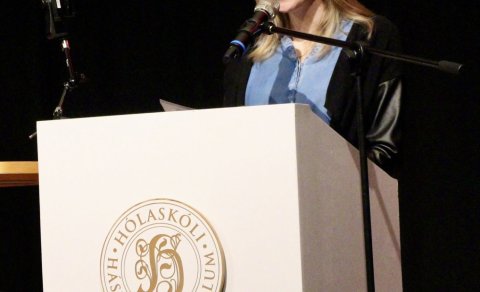 Dr. Camille Anna-Lisa Leblanc við útskrift Háskólans á Hólum vorið 2024